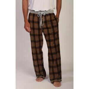NEW TRUE GRIT men's summit checks flannel pants in brown/ dark brown